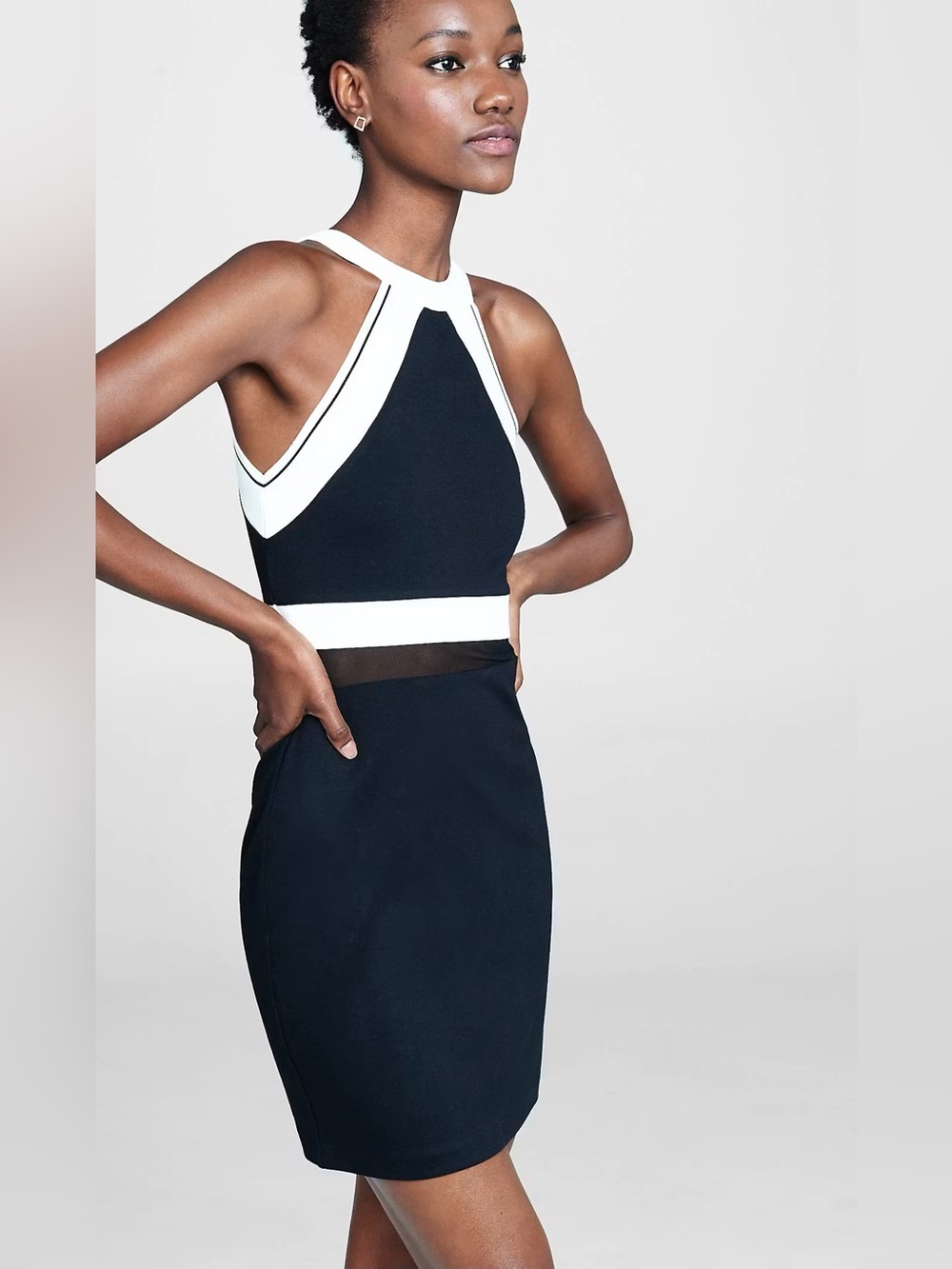 Express Black and White Mixed Panel Dress